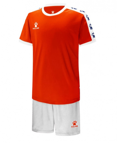 фото Kelme детская форма (майка + трусы) COLLEGE 3883033.910 бело-оранжевая картинка